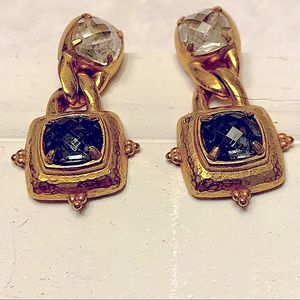 Brighton Affectionate Earrings Gold Two Crystals